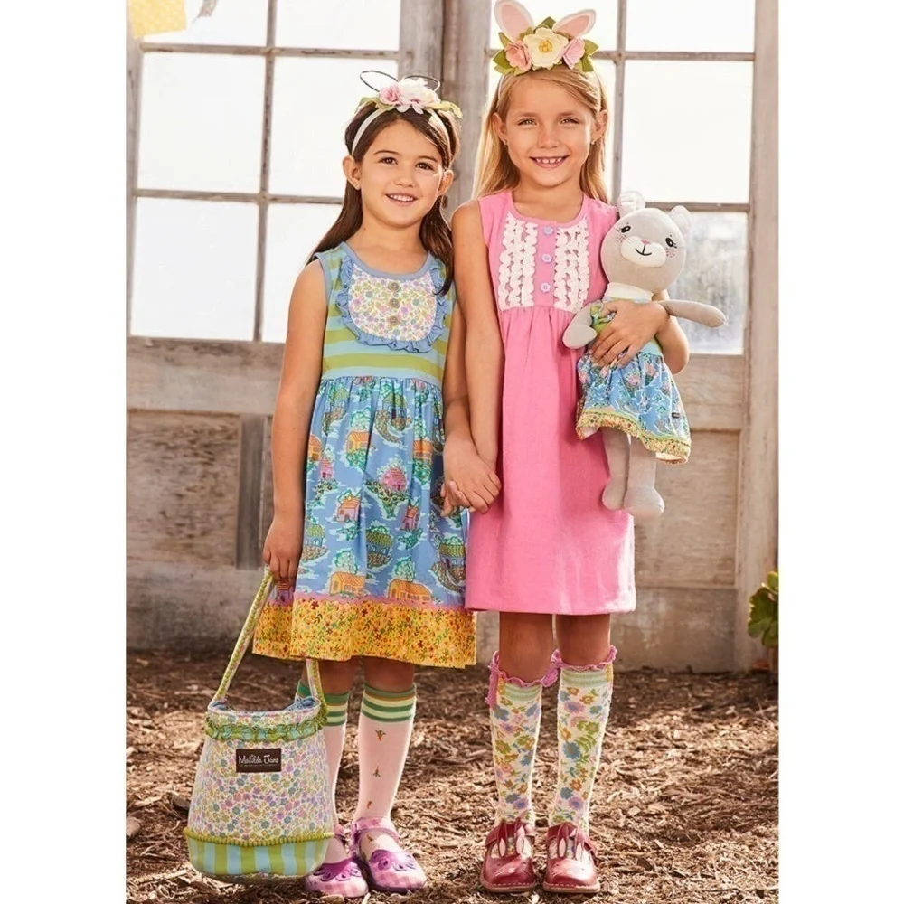 Matilda Jane Home Sweet Home Dress Size 4 Bib Ruffle Front